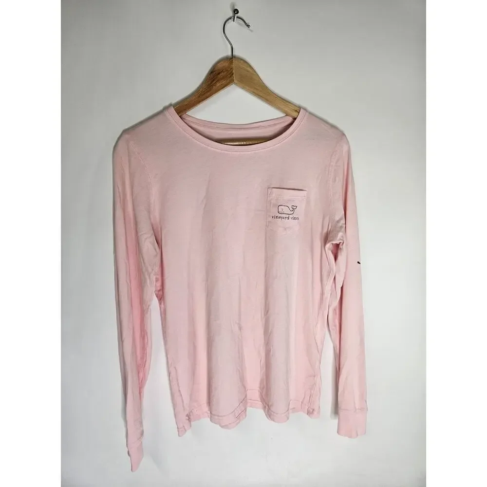 Vineyard Vines Princess Whale Girls Size Small Pink Long Sleeve Shirt